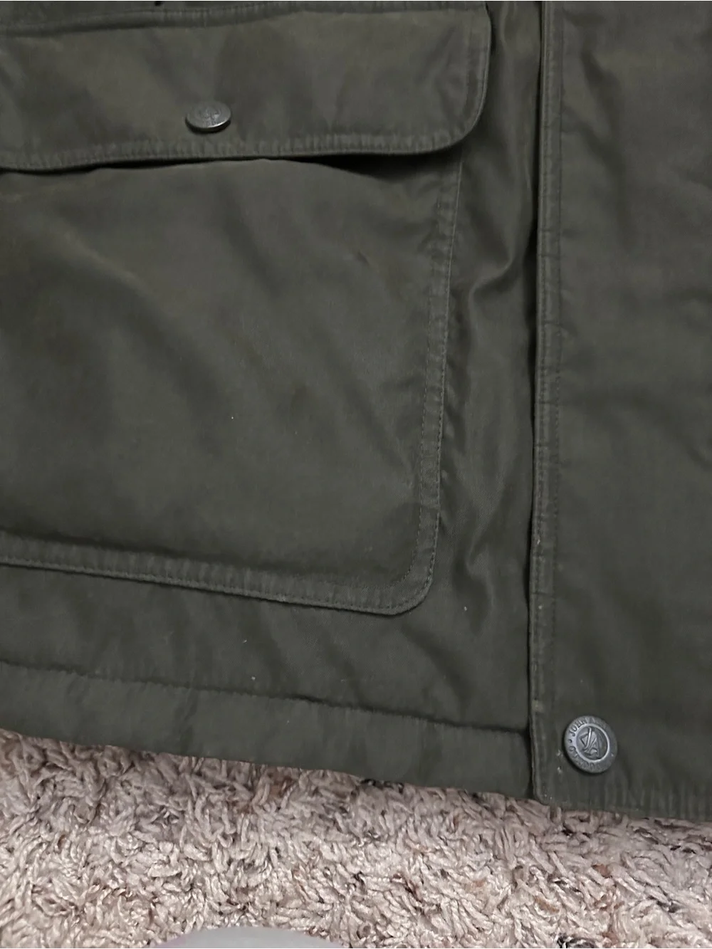 Vintage John Ashford Outdoors Olive Green Faux Fur Lined Jacket Men’s Size Large